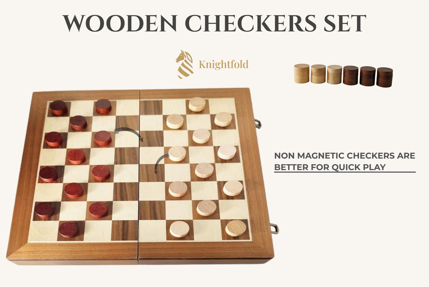 Foldable Magnetic Wooden Chess and Checkers Set